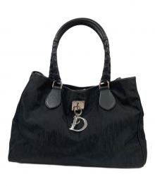 Christian Dior（クリスチャン ディオール）の古着「SV金具 ラブリーキャンバス レザー トートバッグ」｜ブラック