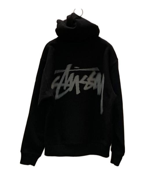 stussy（ステューシー）stussy (ステューシー) ストックロゴプルオーバーパーカー ブラック サイズ:Sの古着・服飾アイテム