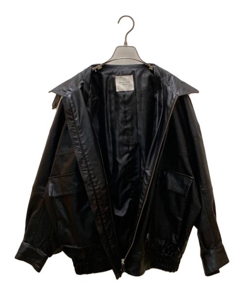 FREAK'S STORE（フリークスストア）FREAK'S STORE (フリークスストア) フェイクレザーブルゾン ブラック サイズ:ＦＲＥＥ　　の古着・服飾アイテム