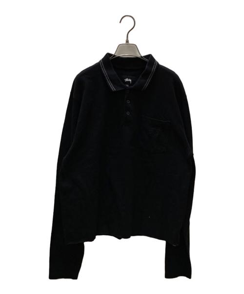 stussy（ステューシー）stussy (ステューシー) Dillon 長袖ポロシャツ ブラック サイズ:Lの古着・服飾アイテム