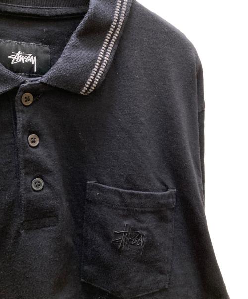 stussy（ステューシー）stussy (ステューシー) Dillon 長袖ポロシャツ ブラック サイズ:Lの古着・服飾アイテム
