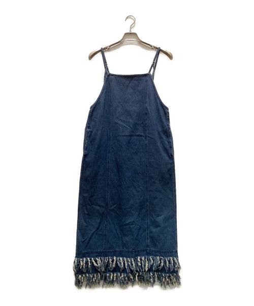 KBF（ケービーエフ）KBF (ケービーエフ) フリンジデニムキャミワンピース インディゴ サイズ:L 未使用品の古着・服飾アイテム