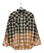 NO ID.ノーアイディー）の古着「ブリーチチェックウエスタンSH」｜グリーン