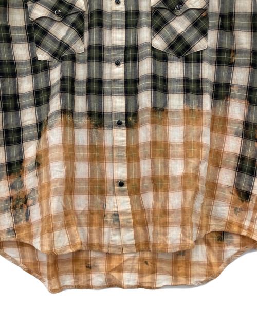 NO ID.（ノーアイディー）NO ID. (ノーアイディー) ブリーチチェックウエスタンSH グリーン サイズ:ＦＲＥＥ　　 未使用品の古着・服飾アイテム