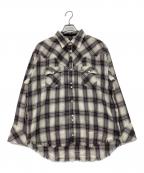 NO ID.ノーアイディー）の古着「ウエスタンチェックBIG-SH」｜ブラウン