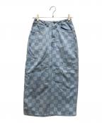 WESTOVERALLS×RHC Ron Hermanウエストオーバーオールズ×アールエイチシー ロンハーマン）の古着「別注チェッカーデニムスカート」｜ブルー