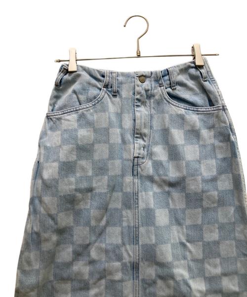 WESTOVERALLS（ウエストオーバーオールズ）WESTOVERALLS (ウエストオーバーオールズ) RHC Ron Herman (アールエイチシー ロンハーマン) 別注チェッカーデニムスカート ブルー サイズ:不明の古着・服飾アイテム