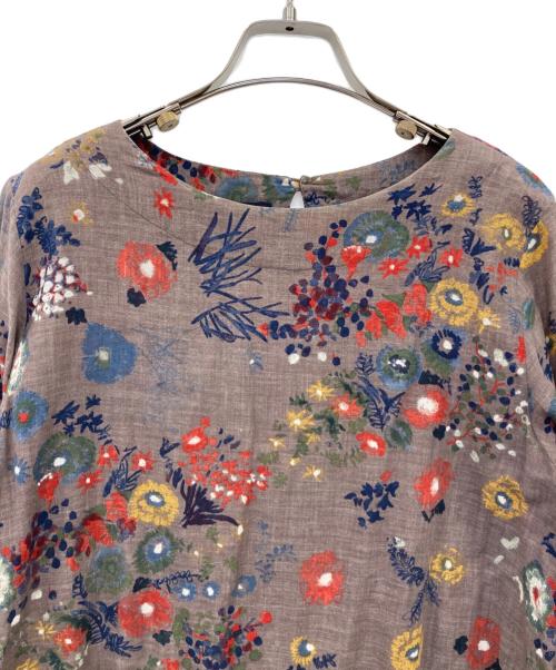 45R（フォーティファイブ・アール）45R (フォーティファイブ・アール) ポットマム フラワープリントワンピース グレー サイズ:2の古着・服飾アイテム