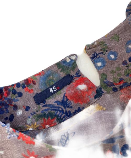 45R（フォーティファイブ・アール）45R (フォーティファイブ・アール) ポットマム フラワープリントワンピース グレー サイズ:2の古着・服飾アイテム