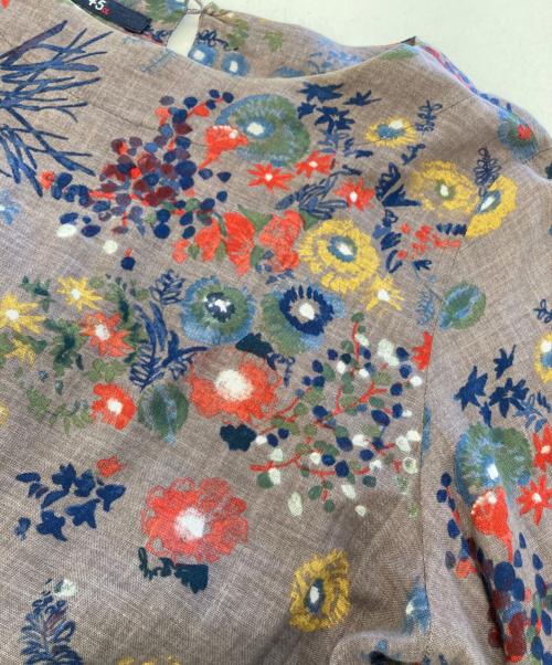 45R（フォーティファイブ・アール）45R (フォーティファイブ・アール) ポットマム フラワープリントワンピース グレー サイズ:2の古着・服飾アイテム