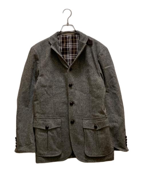 BURBERRY BLACK LABEL（バーバリーブラックレーベル）BURBERRY BLACK LABEL (バーバリーブラックレーベル) 裏地チェック ハンティングテーラードジャケット グレー サイズ:Lの古着・服飾アイテム