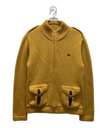 BURBERRY BLACK LABEL（バーバリーブラックレーベル）の古着「エポーレットドライバーズニット」｜イエロー