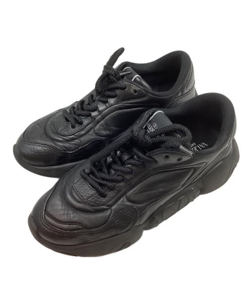 VALENTINO GARAVANI（ヴァレンティノ・ガラヴァーニ）VALENTINO GARAVANI (ヴァレンティノ・ガラヴァーニ) ナッパレザー バブルバック トレーナー ブラック サイズ:43の古着・服飾アイテム