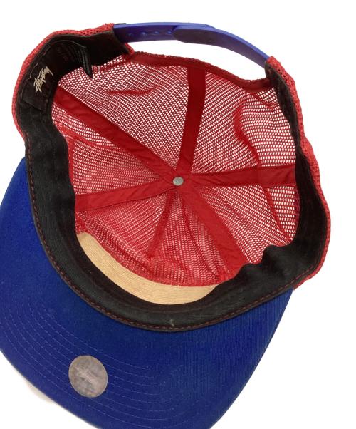 stussy（ステューシー）stussy (ステューシー) ロゴメッシュキャップ レッド×ブルーの古着・服飾アイテム