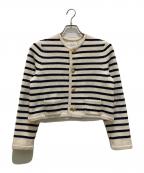 MACPHEEマカフィー）の古着「ハーフミラノボーダー クルーネックカーディガン」｜ベージュ