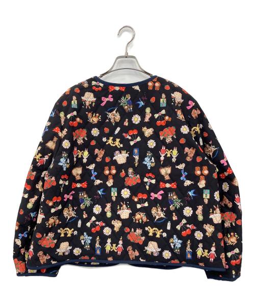 yukiemon（ユキエモン）yukiemon (ユキエモン) テキスタイルキルティングノーカラージャケット ブラック サイズ:3Lの古着・服飾アイテム