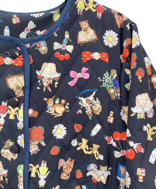 yukiemon（ユキエモン）yukiemon (ユキエモン) テキスタイルキルティングノーカラージャケット ブラック サイズ:3Lの古着・服飾アイテム