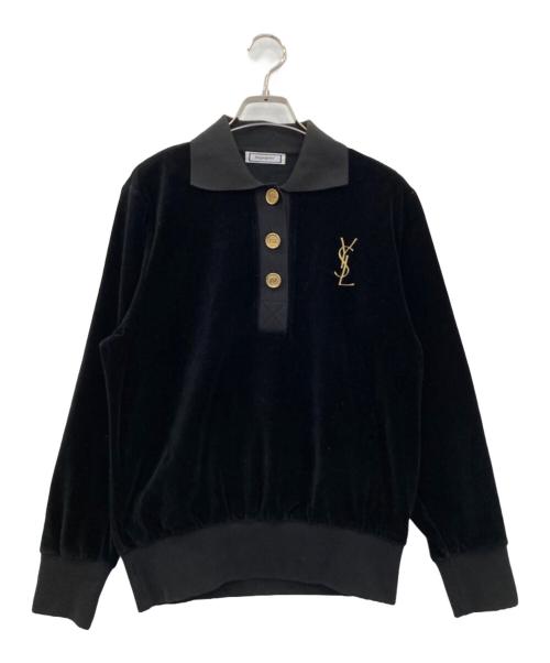 Yves Saint Laurent（イヴサンローラン）Yves Saint Laurent (イヴサンローラン) ヴィンテージ襟付ベロアスウェット ブラック サイズ:Mの古着・服飾アイテム