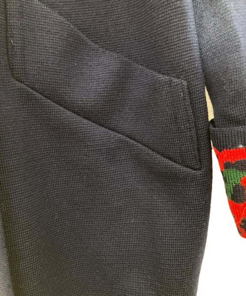 Yves Saint Laurent（イヴサンローラン）Yves Saint Laurent (イヴサンローラン) レオパード切替ショールカラーダブルニットコート ネイビー サイズ:Mの古着・服飾アイテム