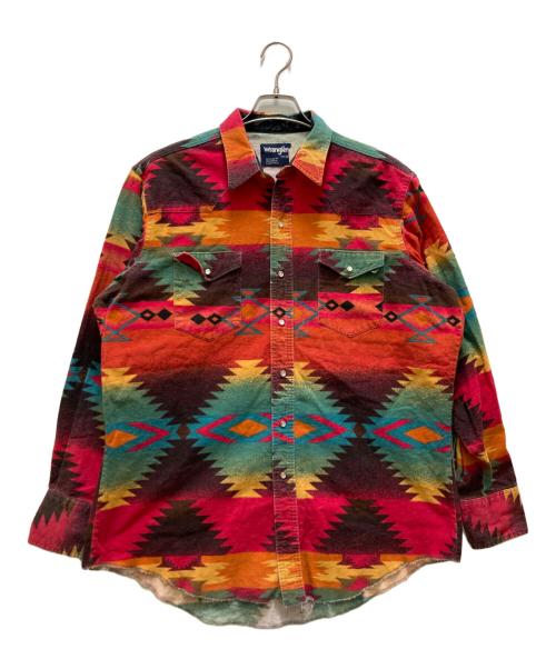 Wrangler（ラングラー）Wrangler (ラングラー) ネイティブ柄ウエスタンネルシャツ レッド サイズ:17　1/2-35の古着・服飾アイテム