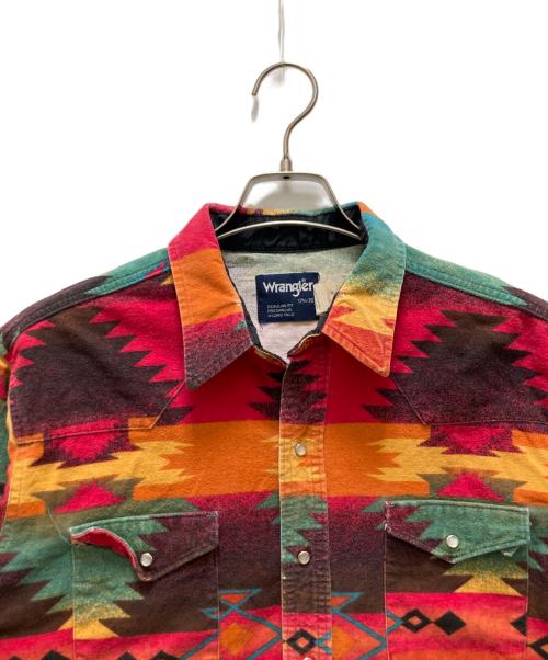 Wrangler（ラングラー）Wrangler (ラングラー) ネイティブ柄ウエスタンネルシャツ レッド サイズ:17　1/2-35の古着・服飾アイテム