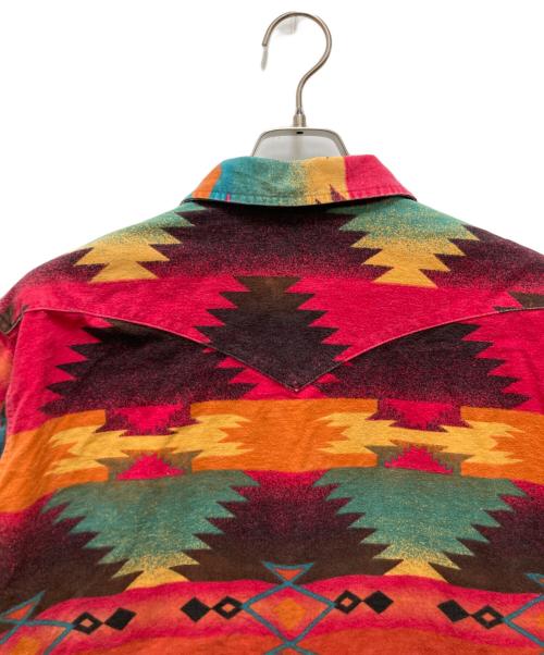 Wrangler（ラングラー）Wrangler (ラングラー) ネイティブ柄ウエスタンネルシャツ レッド サイズ:17　1/2-35の古着・服飾アイテム