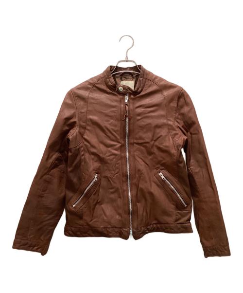 BEAUTY&YOUTH（ビューティーアンドユース）BEAUTY&YOUTH (ビューティーアンドユース) ラムレザ-シングルライダースジャケット ブラウン サイズ:Lの古着・服飾アイテム