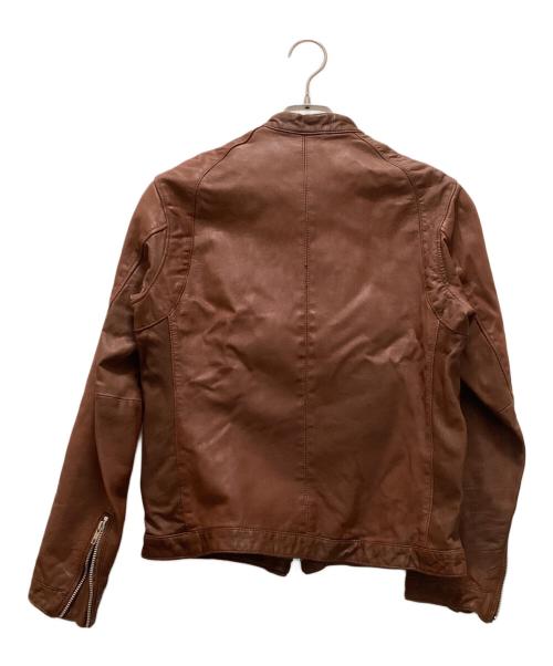 BEAUTY&YOUTH（ビューティーアンドユース）BEAUTY&YOUTH (ビューティーアンドユース) ラムレザ-シングルライダースジャケット ブラウン サイズ:Lの古着・服飾アイテム
