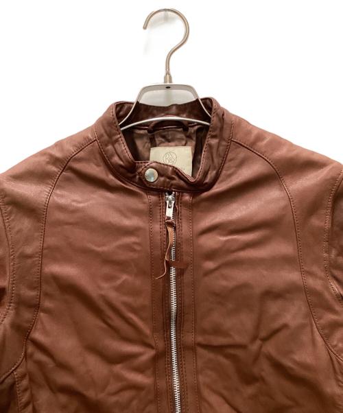 BEAUTY&YOUTH（ビューティーアンドユース）BEAUTY&YOUTH (ビューティーアンドユース) ラムレザ-シングルライダースジャケット ブラウン サイズ:Lの古着・服飾アイテム