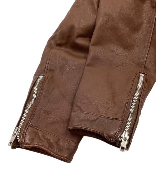 BEAUTY&YOUTH（ビューティーアンドユース）BEAUTY&YOUTH (ビューティーアンドユース) ラムレザ-シングルライダースジャケット ブラウン サイズ:Lの古着・服飾アイテム