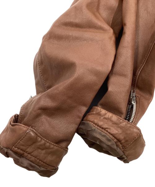 BEAUTY&YOUTH（ビューティーアンドユース）BEAUTY&YOUTH (ビューティーアンドユース) ラムレザ-シングルライダースジャケット ブラウン サイズ:Lの古着・服飾アイテム