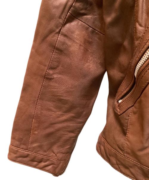 BEAUTY&YOUTH（ビューティーアンドユース）BEAUTY&YOUTH (ビューティーアンドユース) ラムレザ-シングルライダースジャケット ブラウン サイズ:Lの古着・服飾アイテム