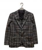 TAGLIATORE×Brilla per il gustoタリアトーレ×ブリッラ ペル イルグースト）の古着「コラボ アルパカ混2Bチェックテーラードジャケット」｜ブラウン×グレー