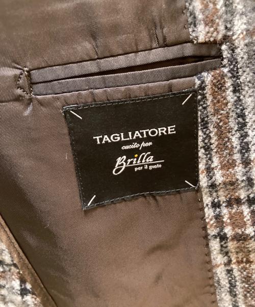 TAGLIATORE（タリアトーレ）TAGLIATORE (タリアトーレ) Brilla per il gusto (ブリッラ ペル イルグースト) コラボ アルパカ混2Bチェックテーラードジャケット ブラウン×グレー サイズ:44/7 Rの古着・服飾アイテム