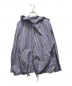 mizuiro-indミズイロインド）の古着「ストライプシャツパーカー」｜ホワイト×ブルー