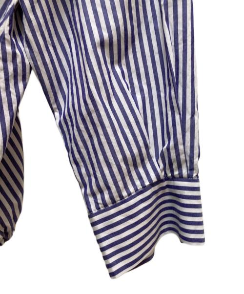 mizuiro-ind（ミズイロインド）mizuiro-ind (ミズイロインド) ストライプシャツパーカー ホワイト×ブルー サイズ:FREEの古着・服飾アイテム