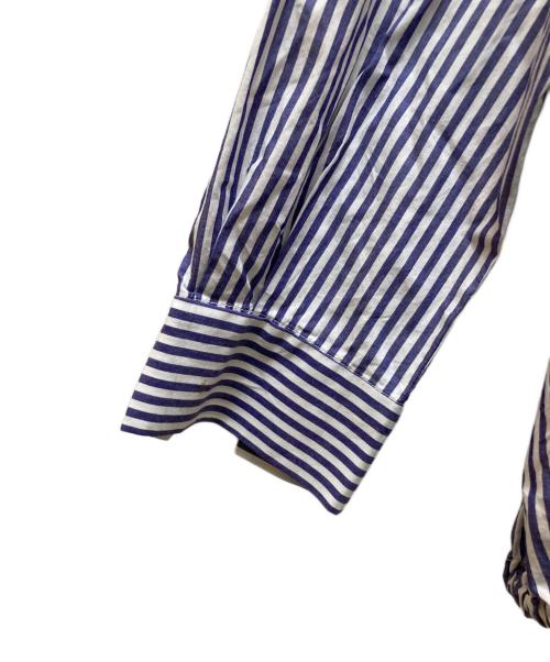 mizuiro-ind（ミズイロインド）mizuiro-ind (ミズイロインド) ストライプシャツパーカー ホワイト×ブルー サイズ:FREEの古着・服飾アイテム