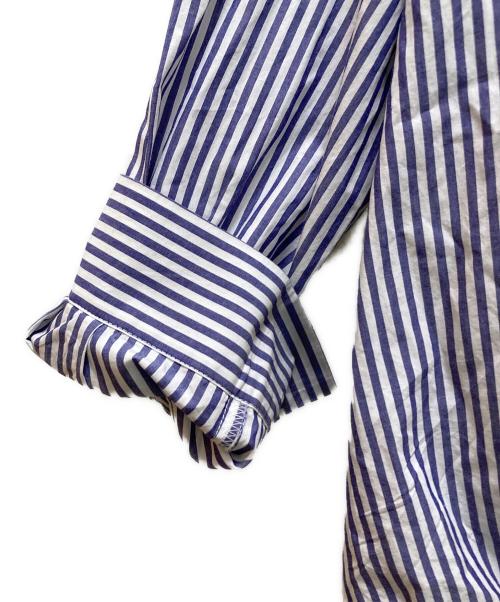 mizuiro-ind（ミズイロインド）mizuiro-ind (ミズイロインド) ストライプシャツパーカー ホワイト×ブルー サイズ:FREEの古着・服飾アイテム