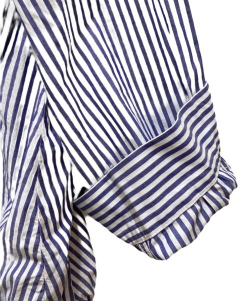 mizuiro-ind（ミズイロインド）mizuiro-ind (ミズイロインド) ストライプシャツパーカー ホワイト×ブルー サイズ:FREEの古着・服飾アイテム