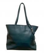 business leather factoryビジネス レザー ファクトリー）の古着「タッセルキーホルダー付レザートートバッグ」｜グリーン