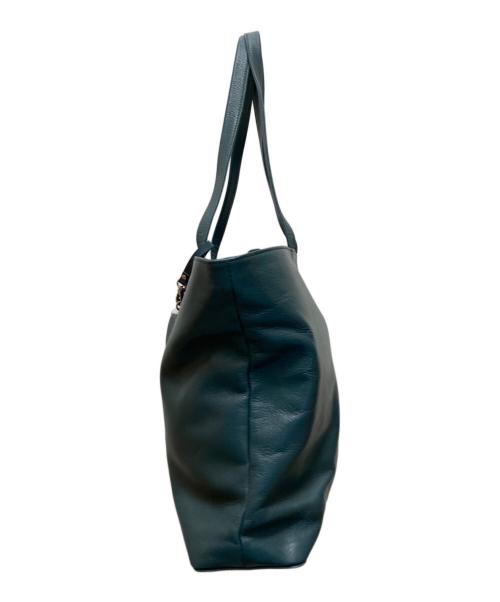 business leather factory（ビジネス レザー ファクトリー）business leather factory (ビジネス レザー ファクトリー) タッセルキーホルダー付レザートートバッグ グリーンの古着・服飾アイテム