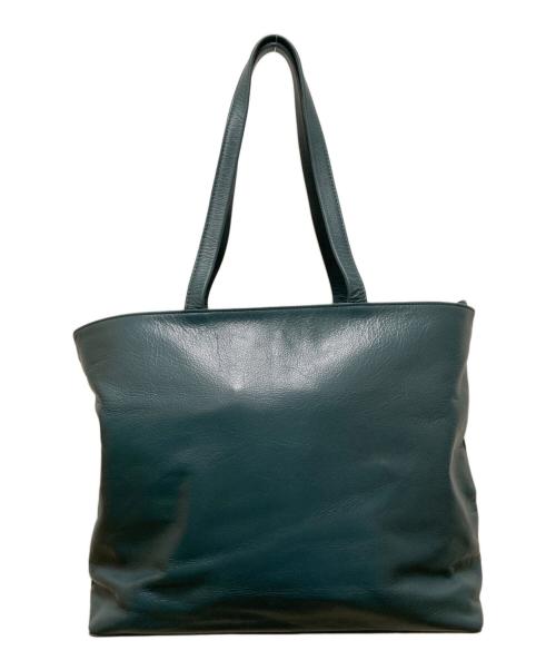 business leather factory（ビジネス レザー ファクトリー）business leather factory (ビジネス レザー ファクトリー) タッセルキーホルダー付レザートートバッグ グリーンの古着・服飾アイテム