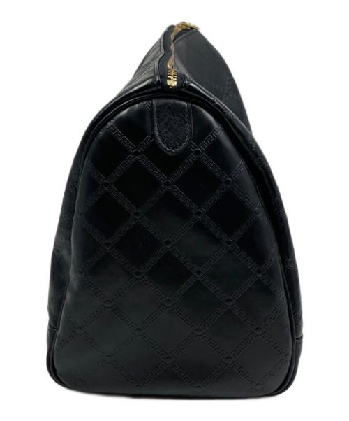 VERSACE（ヴェルサーチェ）VERSACE (ヴェルサーチェ) サンバースト PVC×レザー ボストンバッグ ブラックの古着・服飾アイテム