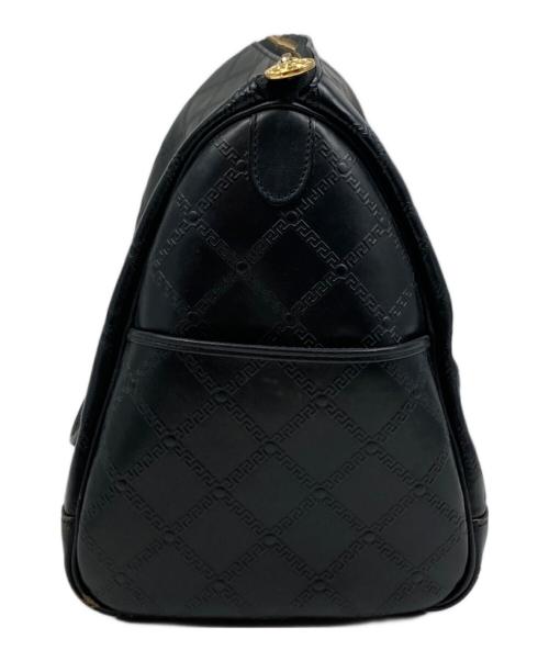 VERSACE（ヴェルサーチェ）VERSACE (ヴェルサーチェ) サンバースト PVC×レザー ボストンバッグ ブラックの古着・服飾アイテム