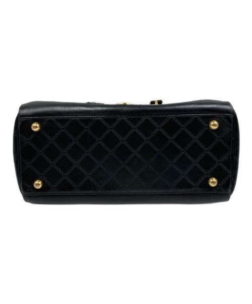 VERSACE（ヴェルサーチェ）VERSACE (ヴェルサーチェ) サンバースト PVC×レザー ボストンバッグ ブラックの古着・服飾アイテム