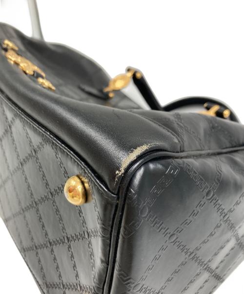 VERSACE（ヴェルサーチェ）VERSACE (ヴェルサーチェ) サンバースト PVC×レザー ボストンバッグ ブラックの古着・服飾アイテム