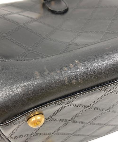 VERSACE（ヴェルサーチェ）VERSACE (ヴェルサーチェ) サンバースト PVC×レザー ボストンバッグ ブラックの古着・服飾アイテム