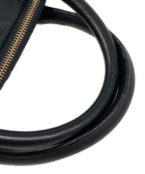 VERSACE（ヴェルサーチェ）VERSACE (ヴェルサーチェ) サンバースト PVC×レザー ボストンバッグ ブラックの古着・服飾アイテム