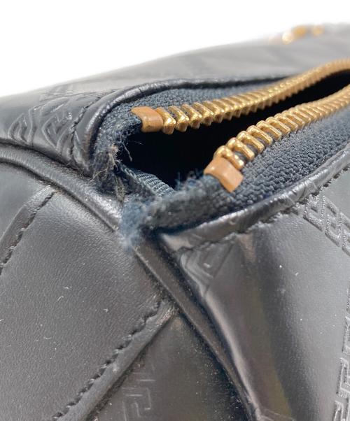 VERSACE（ヴェルサーチェ）VERSACE (ヴェルサーチェ) サンバースト PVC×レザー ボストンバッグ ブラックの古着・服飾アイテム