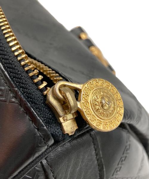 VERSACE（ヴェルサーチェ）VERSACE (ヴェルサーチェ) サンバースト PVC×レザー ボストンバッグ ブラックの古着・服飾アイテム